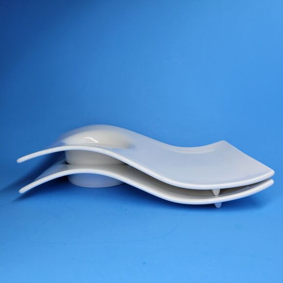 Villeroy And Boch New Wave Caffe Large Au Laite 6" W x 9"L White Snack Plates EC - Picture 7 of 8